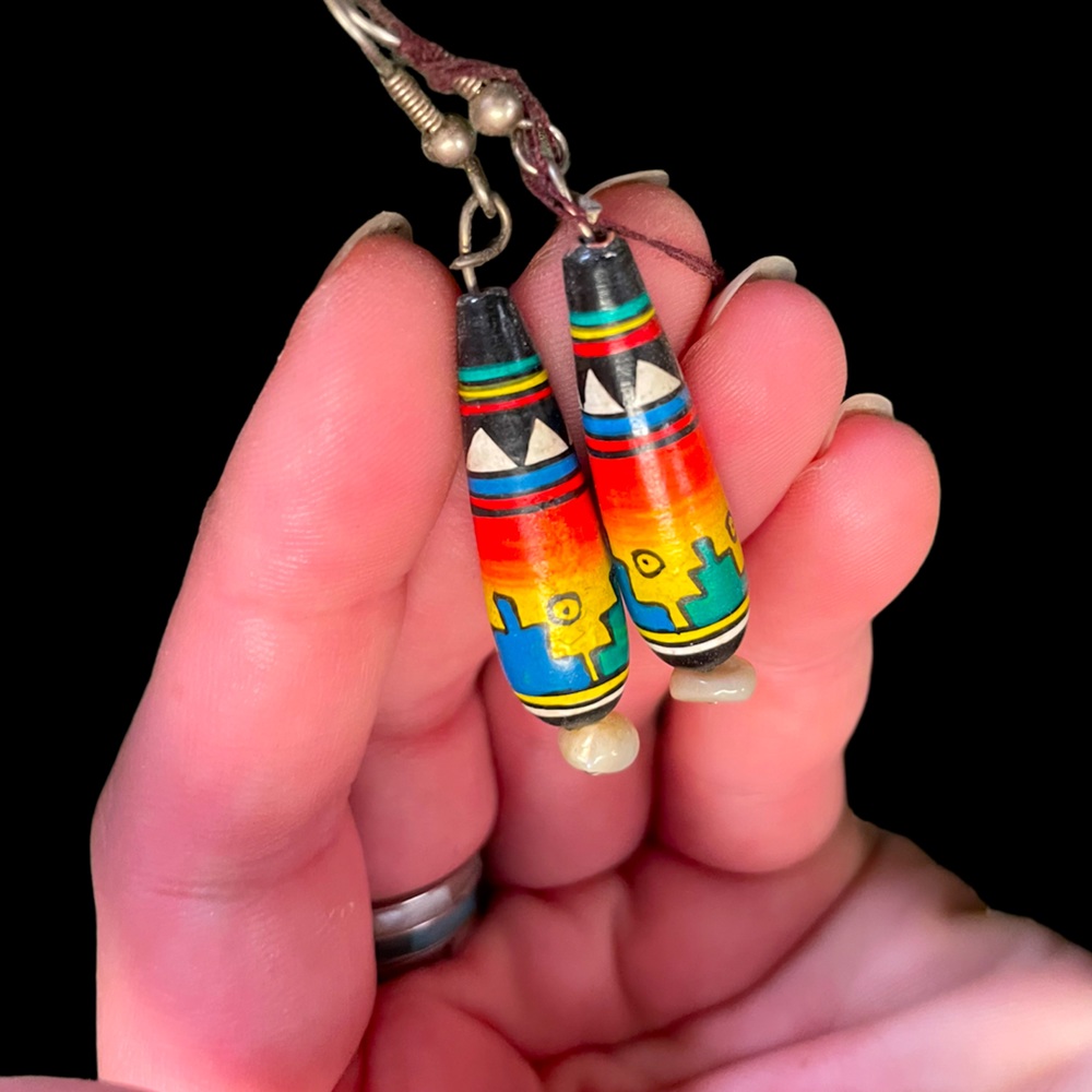Vintage Aztec print earrings